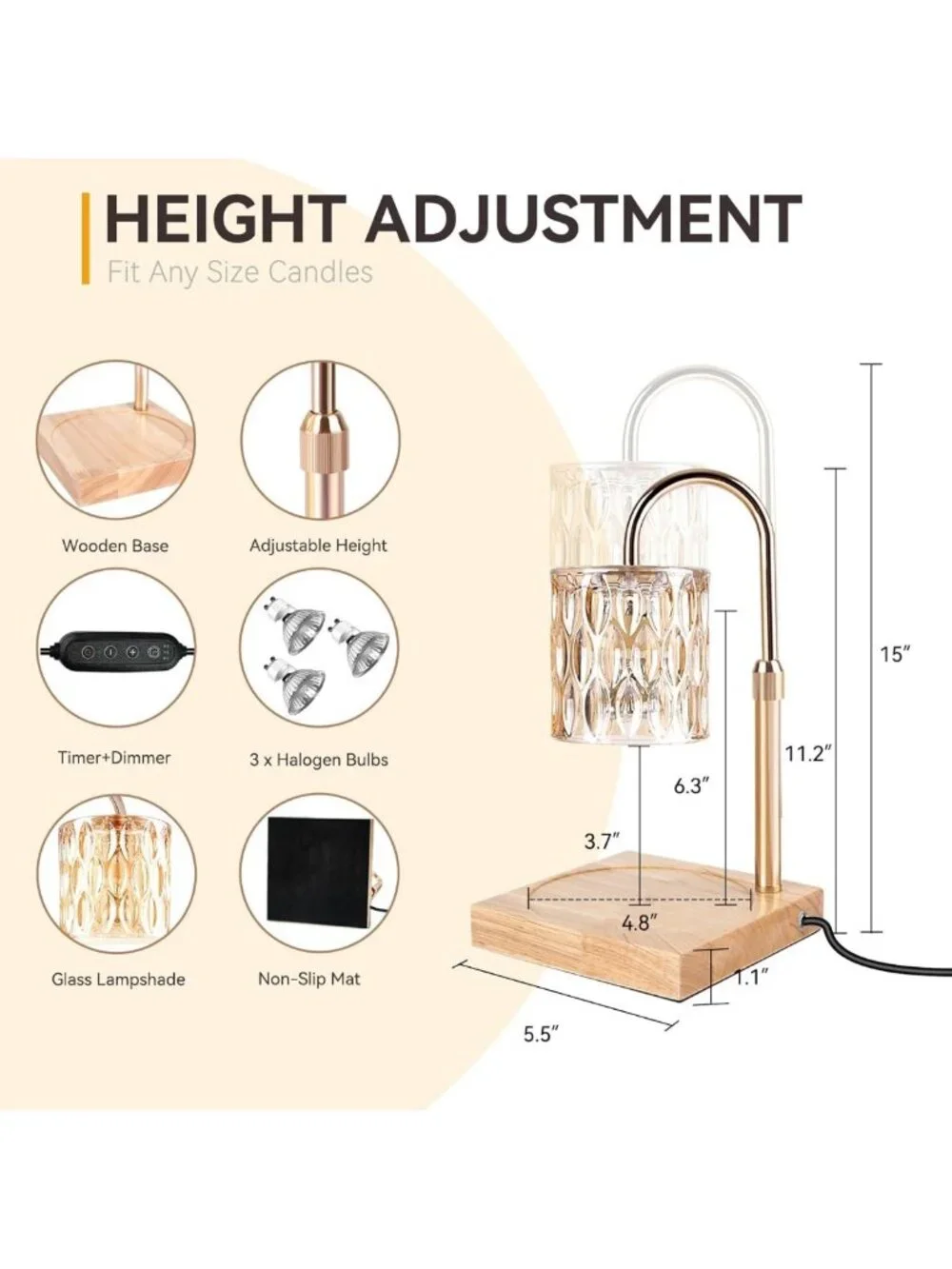 Adjustable Candle Warmer Lamp with Timer & Dimmable Light, 2 Pack Gift Set